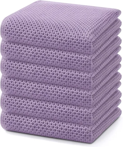 Miniatura 248 de Homaxy Paños de cocina de 100% algodón con tejido de gofre, ultra suaves, absorbentes, de secado rápido, 12 x 12 pulgadas, paquete de 6, amarillo