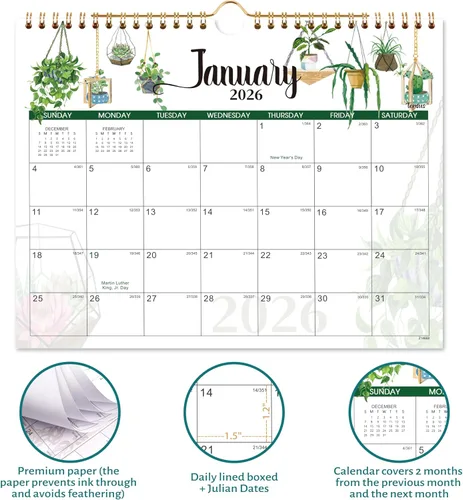 Miniatura 3 de Calendario de pared 2026 – Calendario 2026, calendario de 12 meses 2026 de enero a diciembre de 2026, 11 x 8.5 pulgadas, calendario mensual 2026