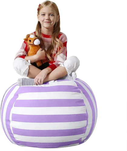 Miniatura 18 de Aubliss Puf de Almacenamiento de Animales de Peluche, Silla Puf de Unicornio, Stuff 'n Sit para Niños, Mediano 32" - Lona Unicornio Azul Azul