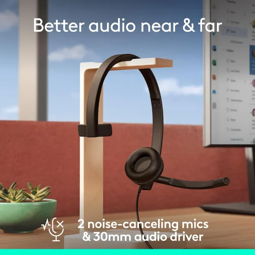 Miniatura 3 de Logitech H570e - Auriculares USB con micrófono para PC y Mac, auriculares con cable USB-A con sonido mono, micrófonos con cancelación de ruido