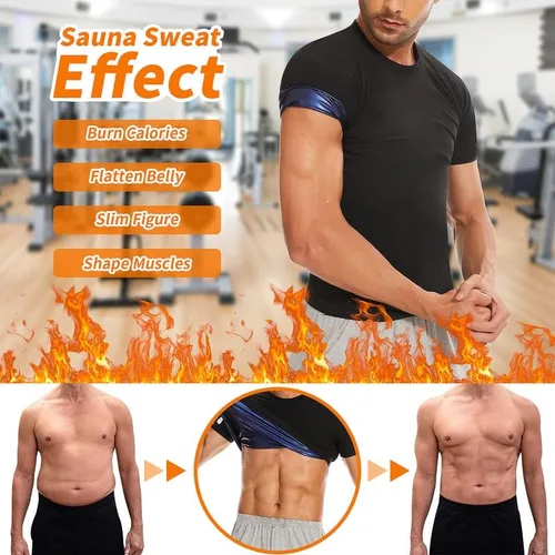 Miniatura 4 de SHAPERIN Camiseta de sauna para hombre, camiseta de sauna para atrapar el calor, traje de sauna, chaleco de sudor, moldeador de cuerpo, gimnasio