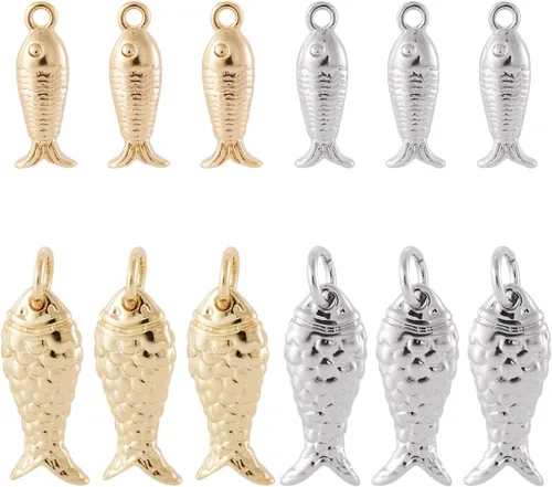 Miniatura 18 de FASHEWELRY 20 dijes de abejas de latón chapados en oro de 18 quilates, dijes de abeja dorados, dijes de joyería rellenos de oro con anillo de salto