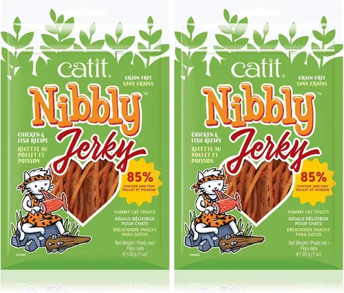 Miniatura 11 de Catit Nibbly Jerky Cat Treats, receta de pollo - Snack para gatos sin cereales, blanco 1.06 onzas (paquete de 1)