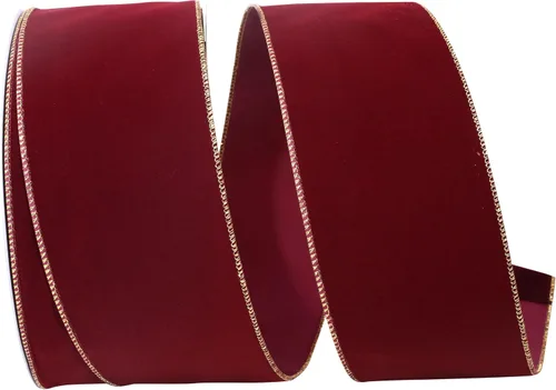 Miniatura 13 de Cinta Reliant Ribbon 92270W-957-40K Value Velvet con borde de alambre, 2-1/2 pulgadas x 50 yardas, escarlata/oro