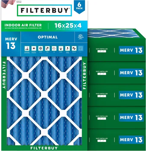 Miniatura 35 de Filterbuy Filtro de aire MERV 13 de 8 x 14 x 1 pulgadas para defensa óptima contra el humo y la alergia (paquete de 6), repuesto de filtros