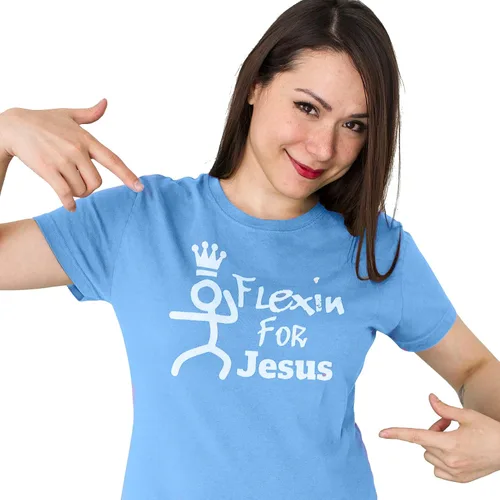 Miniatura 4 de Gym T-Shirt 100% Cotton Tshirt Flex’in for Jesus Casual Cotton Short Sleeve Crew-Neck Graphic Cute Tops Christian Athletic Wear