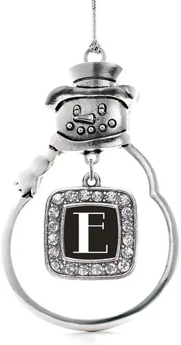 Miniatura 130 de Inspired Silver - Adorno de rodillo de reina - Adorno cuadrado de plata con muñeco de nieve con joyas de circonita cúbica