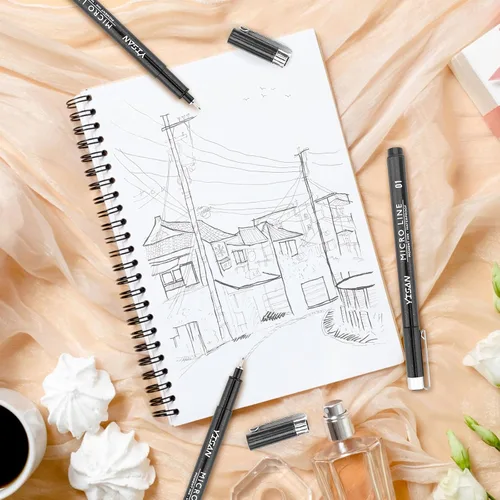 Miniatura 5 de YISAN Plumas de Punta Ultra Fina Negras 01, Bolígrafos de Tinta de Punta Extra Fina, Marcadores de Arte Finos de 0.25mm Sin Derrames para Dibujo