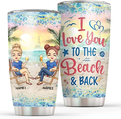 Miniatura 6 de Vaso personalizado con texto en inglés "Some Girls Are Just Born With The Beach", regalo para mejores amigas, hermanas, mejores amigas de una mujer