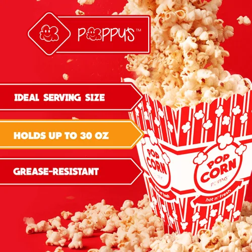 Miniatura 5 de Poppy's Cajas pequeñas para palomitas de maíz, paquete de 20 cubos de 30 onzas de grado de concesión, accesorios para máquinas de palomitas de maíz