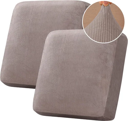 Miniatura 63 de H.VERSAILTEX - Funda de terciopelo elástica y afelpada para protección de cojines de sofá biplaza, silla o sofá, 2 piezas, tamaño grande, color gris