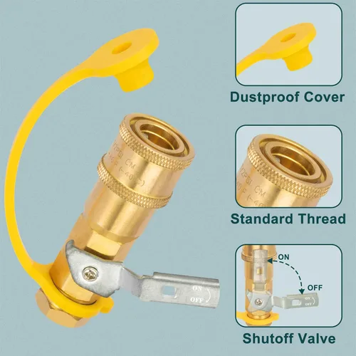 Miniatura 5 de GASPRO Kit de accesorios de conexión rápida de propano de 1/4 pulgadas, conexiones de gas LP para una fácil integración de sistemas de propano de RV