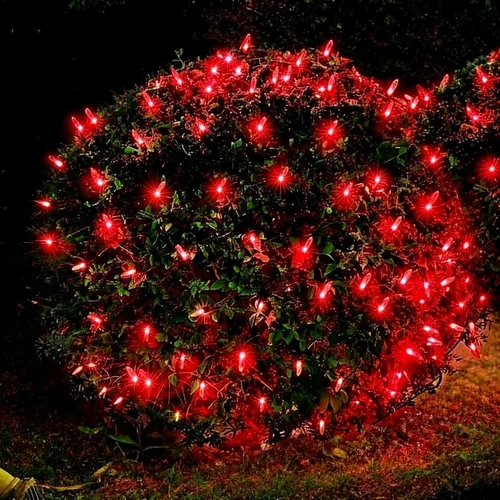 Efunly Red de luces LED de Navidad para arbustos al aire libre, 100 LED de 5 x 5 pies, impermeable, 8 modos de luces de malla conectables para