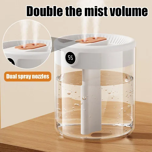 Miniatura 2 de Humidificador, humidificador de escritorio personal USB de 2L con luz nocturna, boquilla doble, humidificador de aire silencioso para el hogar