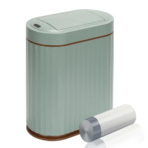 Miniatura 10 de ELPHECO - Bote de basura de baño con tapa mariposa, cubo de basura con sensor de movimiento para baño, bote de basura automático, papelera de baño
