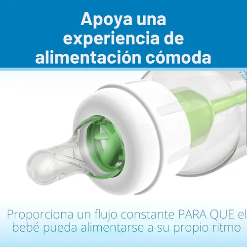 Miniatura 6 de Dr. Brown's Natural Flow Anti-Colic Options+ Biberón de cuello estrecho, Azul Natural, 8 onzas/250 mL, con tetinas de flujo lento Nivel 1, 0m+