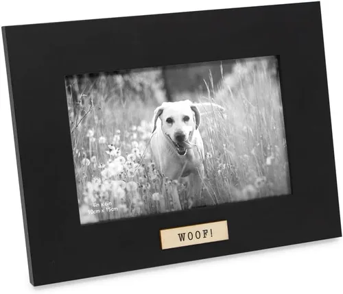Isaac Jacobs Marco de fotos de madera de 4 x 6 pulgadas, marco de fotos de recuerdo horizontal con caballete y pestañas para colgar para mesa, Negro