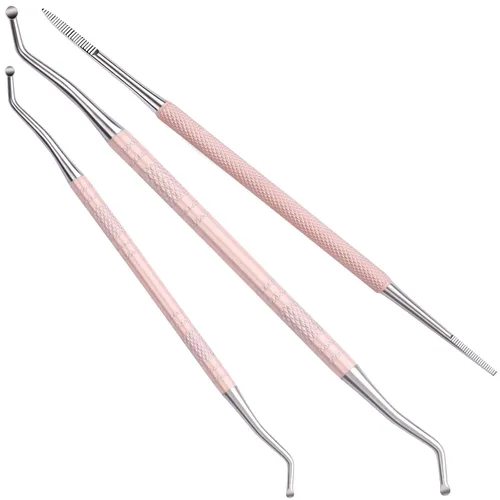 Teenitor Herramientas de pedicura para pies, lima y levantadores de uñas, kit de eliminación de uñas encarnadas para aliviar el dolor (rosa)
