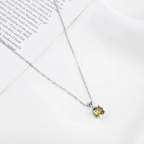 Miniatura 36 de 8mm Round Cubic Zirconia Sterling Silver Necklace Dainty Necklace Birthstone Jewelry Pendant Necklaces for Women