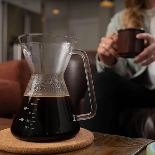 Miniatura 2 de London Sip - Cafetera de vidrio para verter sobre café con filtro de acero inoxidable reutilizable, mango ergonómico y boquilla fácil de verter, 4