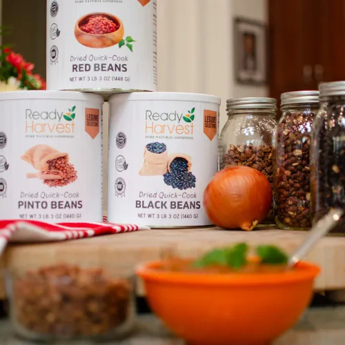 Miniatura 8 de Ready Harvest Alimentos de emergencia – Frijoles pintos de cocción rápida Frijoles precocidos, solo tienes que añadir agua caliente Lata #10