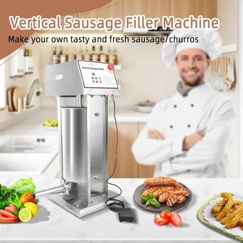 Miniatura 6 de Hakka Procesador de Alimentos Comercial de 25 LB de Acero Inoxidable Eléctrico para Embutir Salchichas y Fabricante Vertical de Relleno de Salchichas