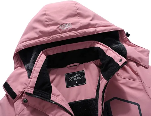 Miniatura 5 de Pooluly - Chaqueta de invierno para esquísnowboard para mujer, con capucha, impermeable, rompeviento