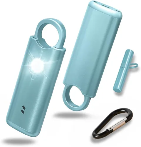 Miniatura 11 de VOLTEK Alarma personal de metal para mujer (negro) – Llavero de alarma de seguridad de autodefensa de 140 dB, alarma de emergencia recargable USB-C