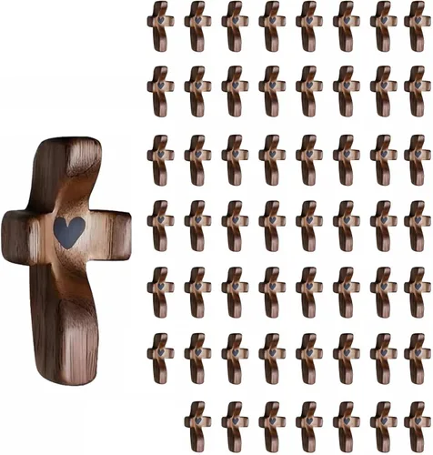 Miniatura 7 de Cruz de oración de bolsillo de madera, paquete de 105 cruces de madera de mano para iglesia, regalo cristiano, ministerio, regalos de escuela