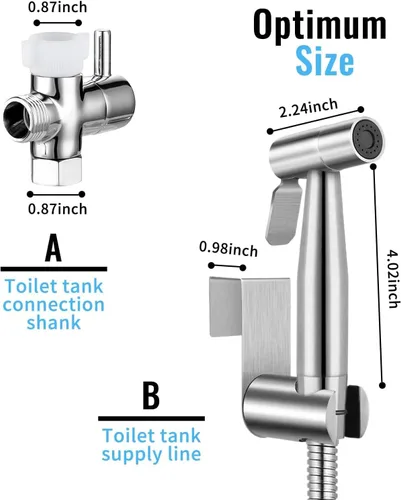 Miniatura 2 de Pulverizador de bidé de mano para inodoro, juego de rociadores de bidé de baño portátil de acero inoxidable con control de presión de agua, rociador