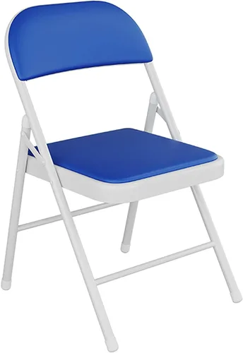 QQXX Silla plegable con asiento acolchado de piel sintética, silla plegable ergonómica de metal con respaldo, silla portátil básica para oficina en