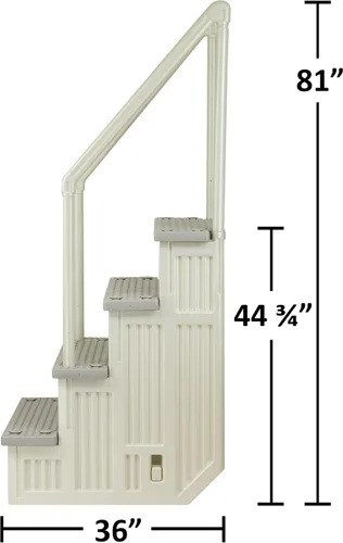 Miniatura 2 de Aqua Select Everest en escalones de piscina Blanco perla con peldaños gris nube para piscinas sobre el suelo Montaje en cubiertas de 48 a 54