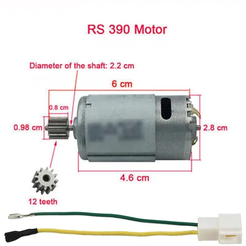 Miniatura 3 de Motors for Kids Electric Car RS550 RS390 RS380 24V 12V 6V DL555 10/12 Teeth Children's Electric Vehicle Motor Replace Tool Part(12T 390 12V 20000RPM)