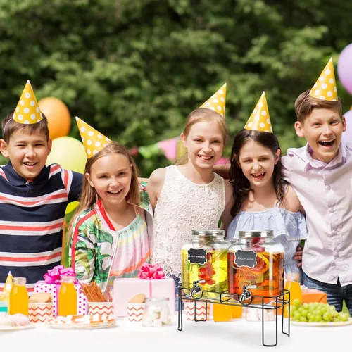 Miniatura 4 de Dispensador de bebidas de vidrio de 1.6 galones, 2 piezas dispensador de bebidas con soporte, dispensador de limonada con grifo de acero inoxidable