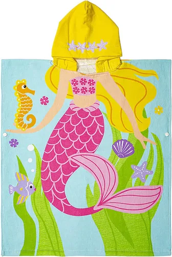 Miniatura 23 de BANGSAUR Toalla con capucha para niños, baño o playa, toallas de algodón suave para niñas, absorbente envolvente de piscina con capucha, poncho bata