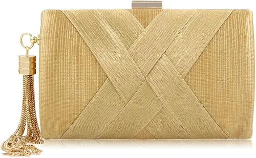 KISSCHIC Elegante bolso de mano con borla para mujer, para novia, boda, graduación, fiesta de noche