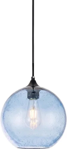 Lámpara colgante de cristal azul para isla de cocina, 7.8 pulgadas, globo soplado a mano, lámpara colgante de isla de cocina, moderna lámpara de