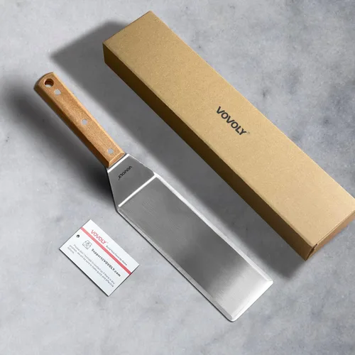 Miniatura 7 de Espátula pequeña para sartén de hierro fundido, mango de silicona de tang completo, resistente al calor, volteador comercial de grado pesado