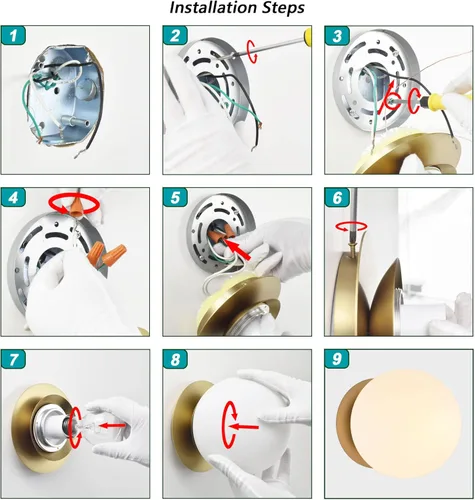 Miniatura 9 de Apliques de Pared, 1 Luz Aplique Moderno de Globo en Latón Envejecido, Luz de Pared para Dormitorio Baño Sala de Estar y Pasillo Iluminación