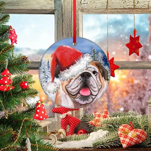 Miniatura 8 de Adorno de Bulldog Inglés para la Primera Navidad 2023, adorno para árbol de Navidad, decoración de árbol de Navidad de Papá Noel, adorno colgante
