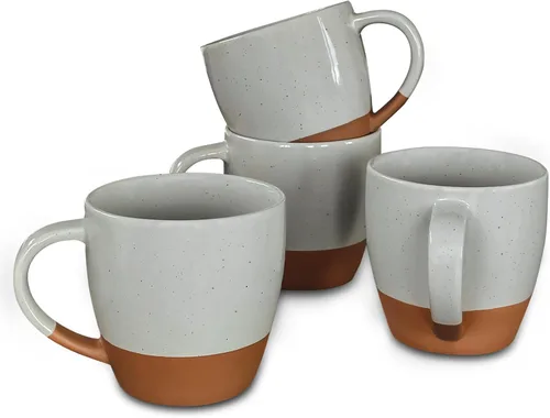 Mora - Juego de 4 tazas grandes de cerámica para café con leche, 16 onzas - Aptas para microondas, tazas de café de porcelana con asa grande - Earl