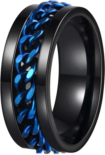 Anillos giratorios para la ansiedad para hombre, anillos clásicos de cadena para mujeres y adultos, anillo de acero de titanio