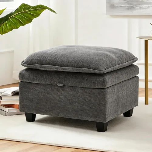 Miniatura 27 de Sofá Seccional Modular en Forma de L de 100", Sofá con Almacenamiento Otomano, Sofá Nube de Chenilla con Asientos Profundos y Mullidos para Sala