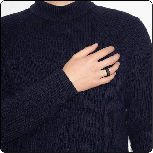 Miniatura 6 de Anillo giratorio negro de acero inoxidable esmerilado