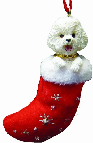 Bichon Frise - Adorno navideño con detalles pintados a mano y cosidos de "Santa's Little Pals"