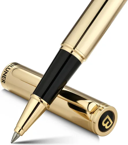 Miniatura 14 de BEILUNER - Bolígrafo de lujo con bola de rodillo, impresionante diseño de cromo plateado con acabado en oro de 24 quilates, diseños nobles y cromo