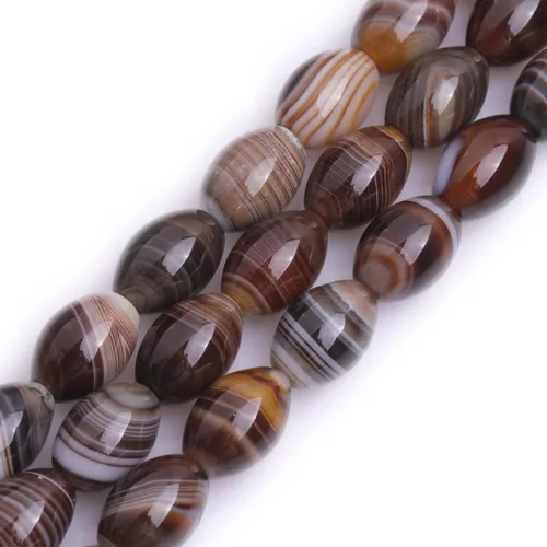 GEM-Inside Stripe Botswana ágata cuentas sueltas naturales de 0.394 x 0.551 in Bronw Olivary Crystal Energy Stone Power para hacer joyas de 15