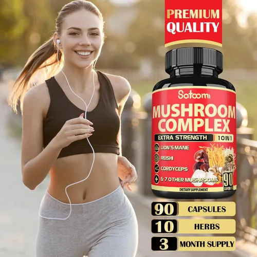 Miniatura 4 de Satoomi Complejo de suplementos de hongos 10 en 1 - Melena de león, Cordyceps, Reishi, Chaga - Suplementos cerebrales para la memoria