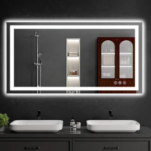 Miniatura 15 de Espejo de baño LED de 30 x 48 pulgadas con luces, regulable, antivaho, espejo de tocador de baño para pared, retroiluminado + luz frontal, función