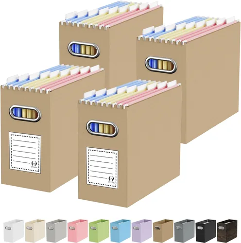 Miniatura 69 de Oterri Caja organizadora de archivos de cartón para colgar carpetas de archivos, tamaño carta, caja de archivos para escritorio de computadora